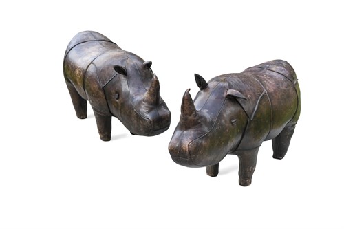 Lot 309 - A leather Rhino footstool