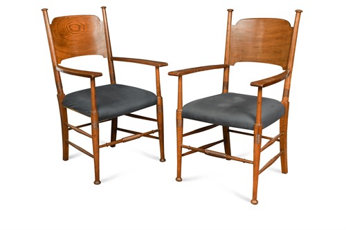 Lot 243 - William Birch, a set of six oak dining chairs
