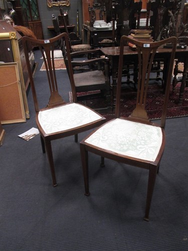 Lot 440 - A pair of Edwardian mahogany bedroom chairs (2)