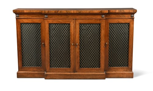 Lot 636 - A George IV rosewood breakfront bookcase