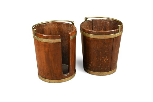 Lot 553 - An Irish George III mahogany peat bucket and a plate bucket