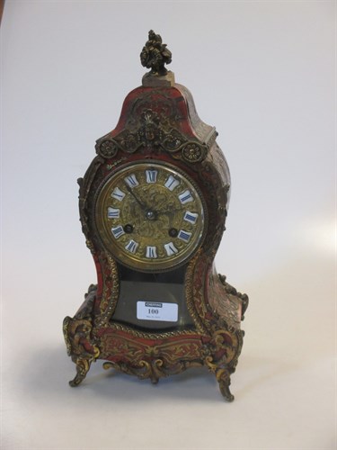 Lot 100 - A French Boulle case mantel clock, brass...