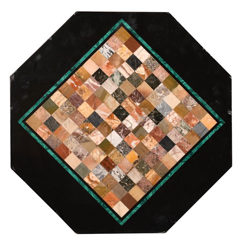 Lot 436 - A 19th century octagonal black marble and pietra dura chess board table top