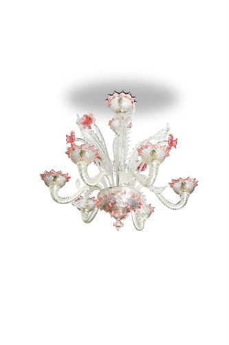 Lot 567 - A Murano ruby and clear glass chandelier