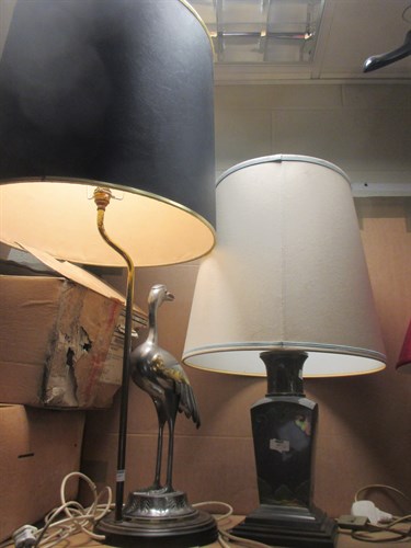Lot 497 - Two modern lamps, one with crane to base (A/F)