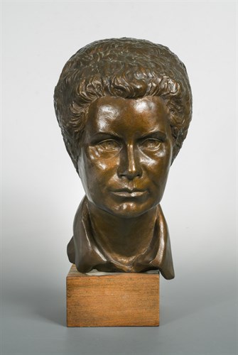 Lot 139 - R. Pattman, (British, fl. 1970's), a bronze portrait bust of Catherine Toft