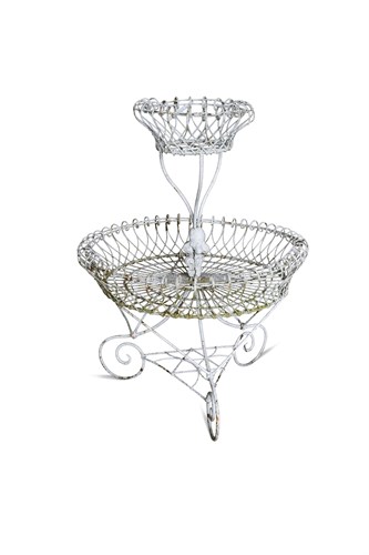 Lot 684 - A painted Victorian wirework two tier conservatory plant stand