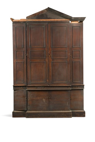 Lot 550 - A George II mahogany breakfront cabinet, circa 1750