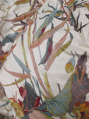 Lot 519 - A pair of cotton chintz interlined floral...