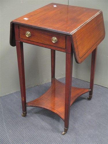Lot 442 - A small Regency mahogany and ebony strung...