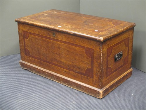 Lot 460 - A 19th century painted chest, with carrying...