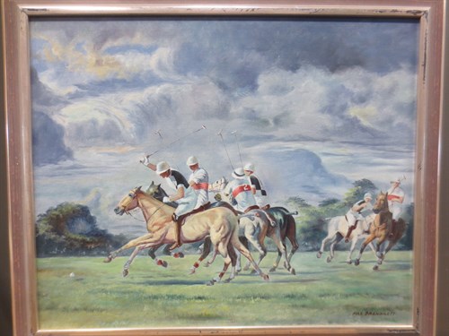 Lot 460 - Max Brandilett, Polo Match, oil on canvas, 49...