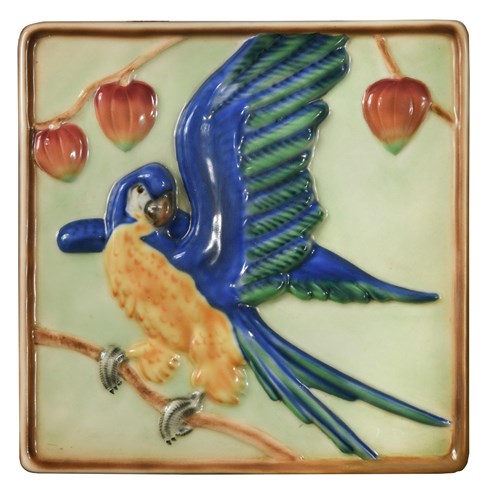 Lot 62 - A Goldscheider Pottery plaque depicting a Parrot