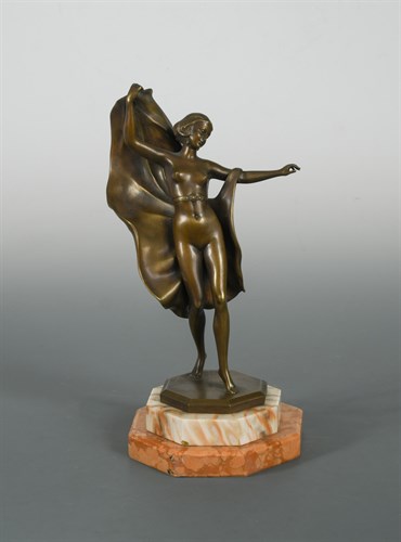 Lot 134 - Bruno Zach, (Austrian 1891-1935), a bronze model of a nude dancer