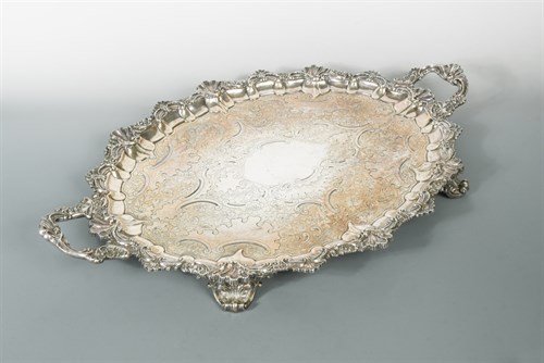 Lot 384 - A Victorian silver two handled tray