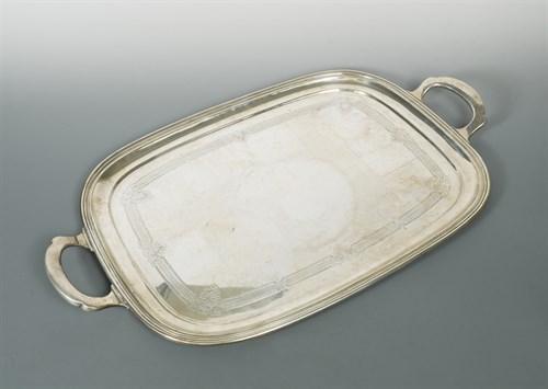 Lot 431 - A 20th century silver two handled tray