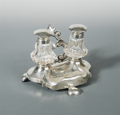 Lot 308 - A 19th century Dutch metalwares silver table inkstand