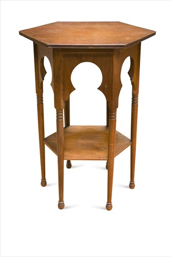 Lot 159 - Attributed to Liberty & Co., a Moorish style hexagonal occasional table