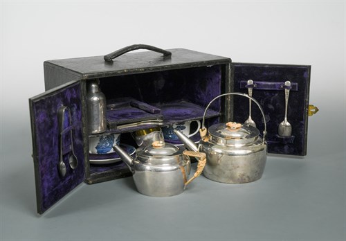 Lot 140 - Dr Christopher Dresser for Hukin & Heath, an electroplate picnic set