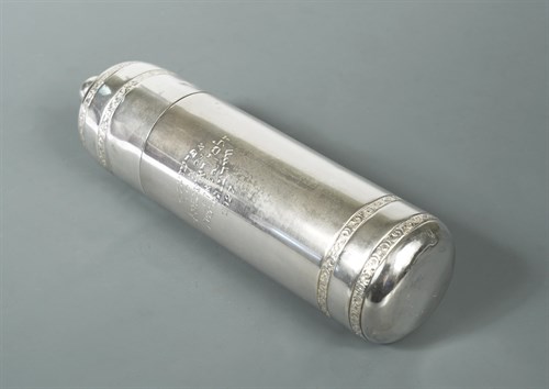 Lot 413 - Judaica - A George V silver Megillah container