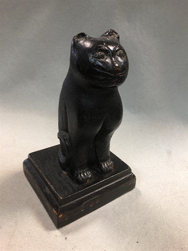 Lot 398 - A 19th century carved wooden folk art cat, possibly Welsh