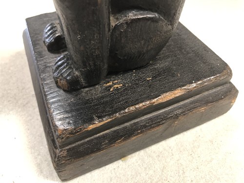 Lot 398 - A 19th century carved wooden folk art cat, possibly Welsh
