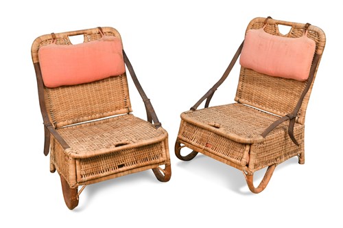 Lot 699 - A pair of vintage wicker fishing chairs