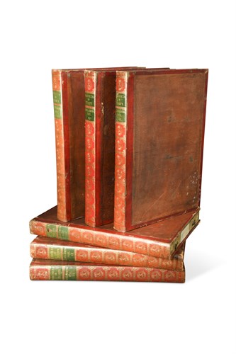 Lot 411 - Six leather covered Solander type print boxes, formerly used at the Albertina Museum, Vienna