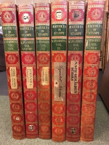 Lot 412 - Six leather covered Solander type print boxes, formerly used at the Albertina Museum, Vienna