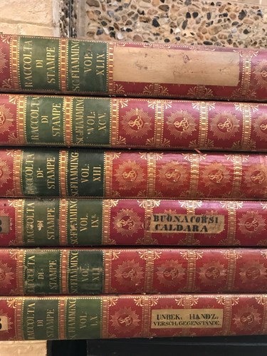 Lot 413 - Six leather covered Solander type print boxes, formerly used at the Albertina Museum, Vienna