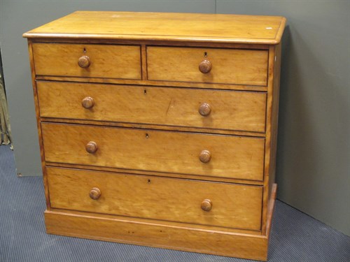 Lot 408 - A Victorian satinwalnut chest of drawers, 101...