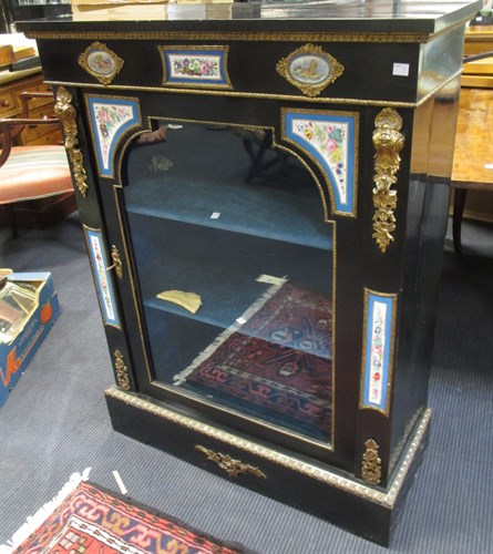 Lot 412 - A Victorian ebonised china cabinet with...