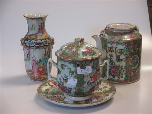 Lot 117 - A Cantonese teapot, late 19th century, with...