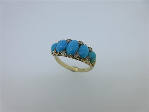 Lot 161 - A turquoise and diamond ring