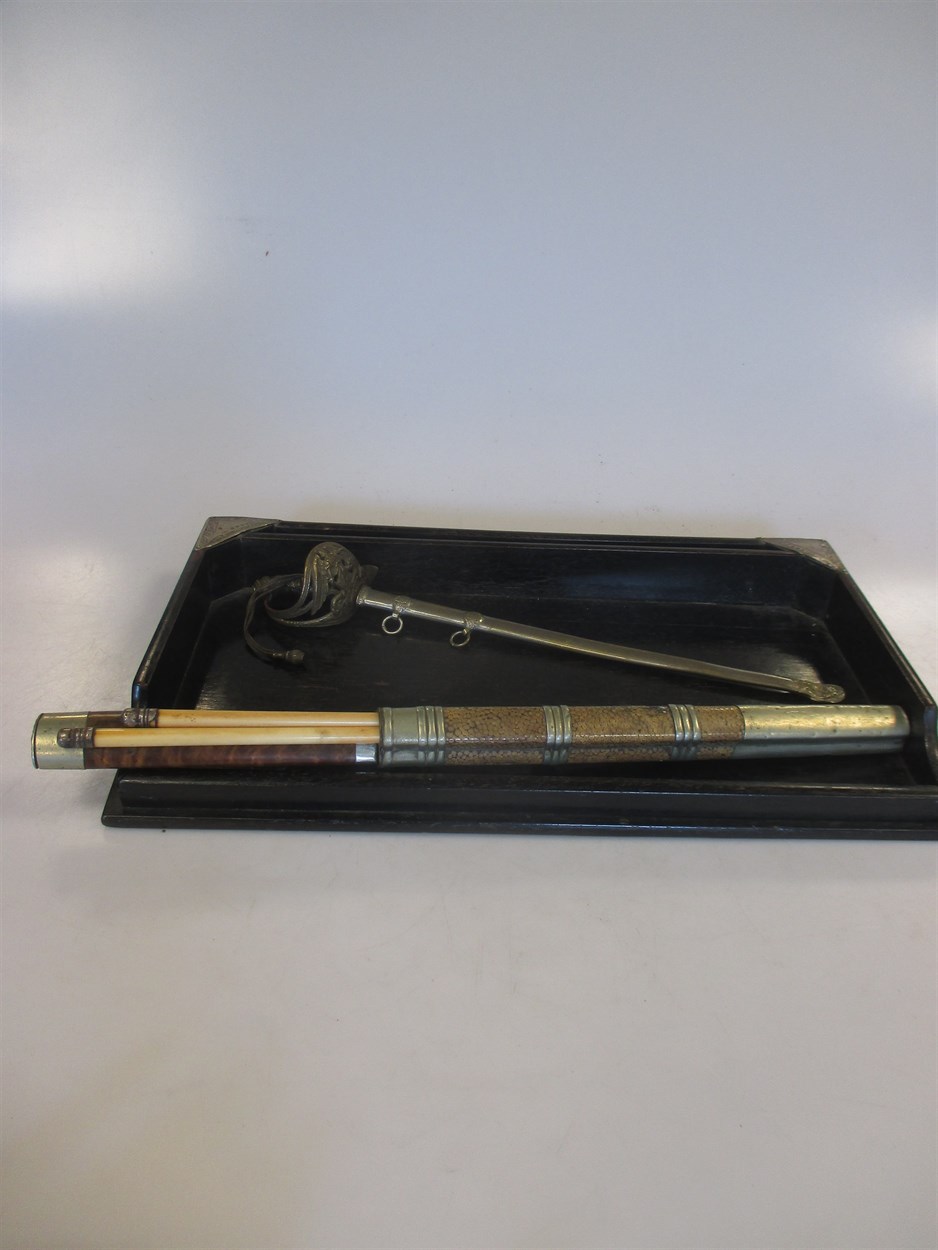 Lot 221 - A desk tray together with a novelty paper...