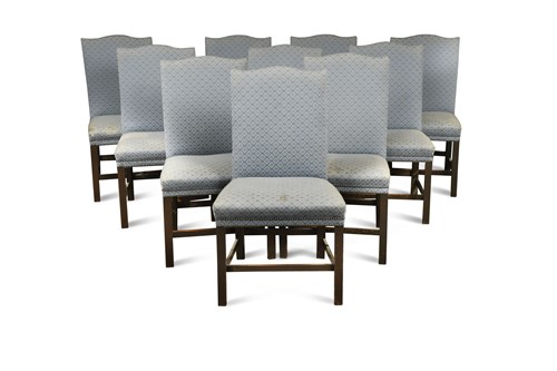 Lot 580 - A set of twelve George III and later stained mahogany dining chairs