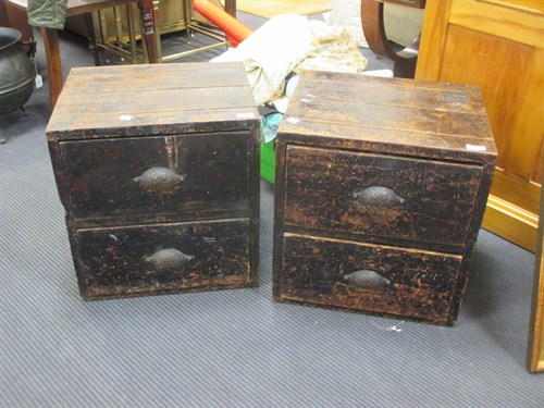 Lot 503 - A pair of two drawer work cabinets with tools...