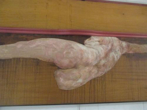 Lot 500 - Manner of Francis Bacon, a painted female nude...