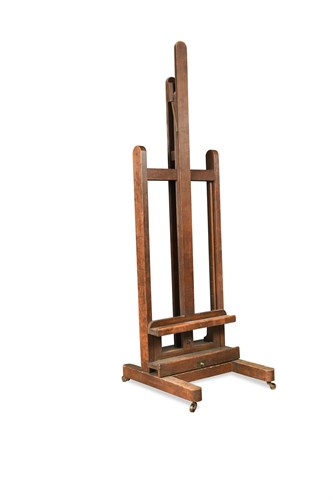 Lot 546 - A large late 19th century oak artist's adjustable easel