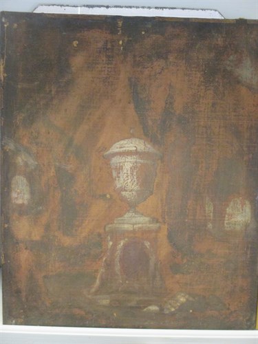 Lot 397 - English School, oil on canvas, classical urn,...