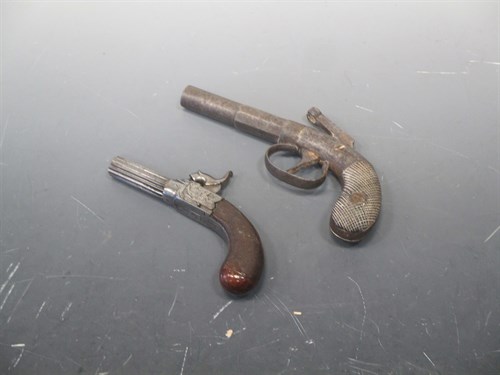 Lot 114 - A percussion pocket pistol and another (2)