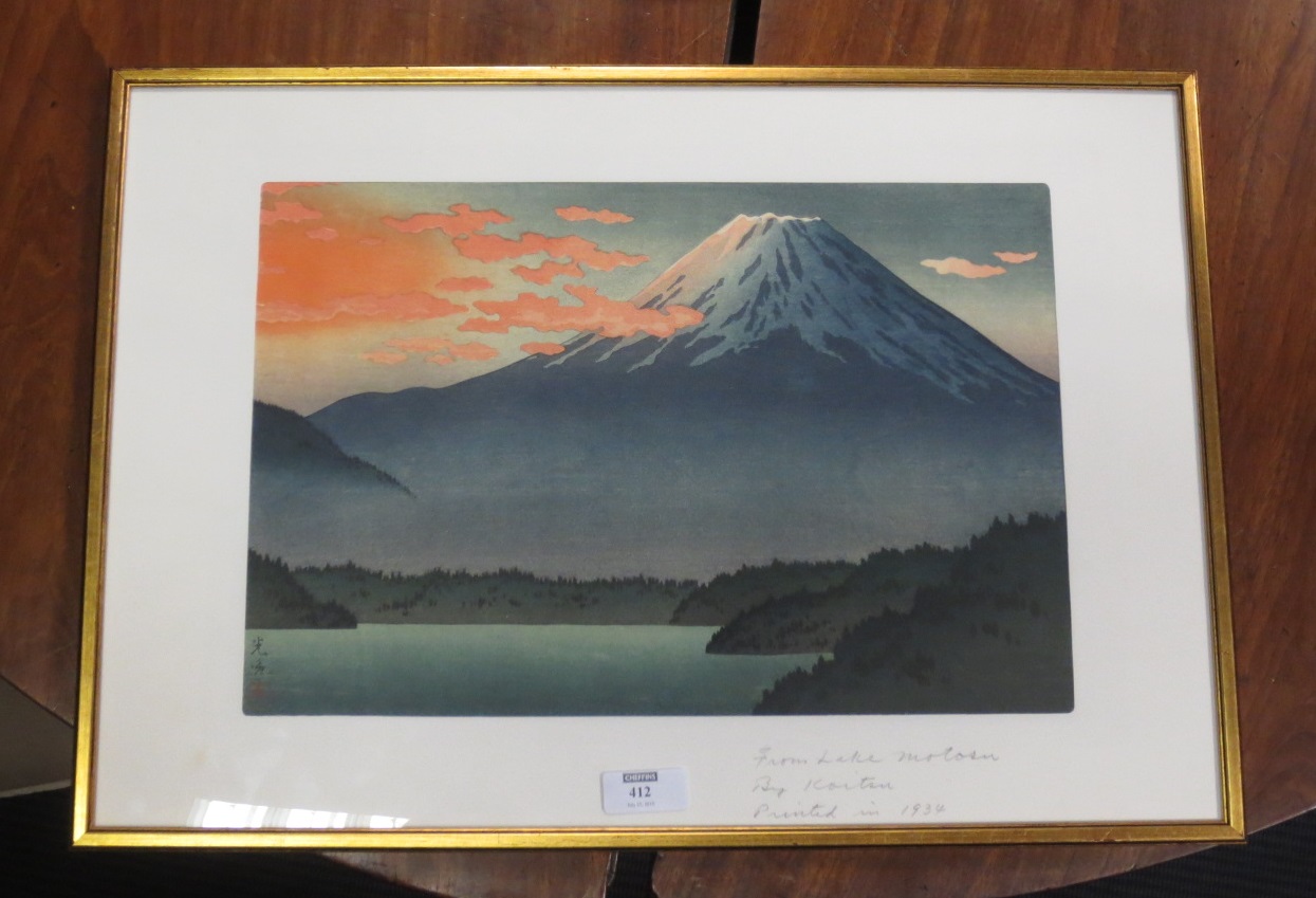 Lot 412 - Tsuchiya Koitsu (1870-1949) 'Lake Motosu',...