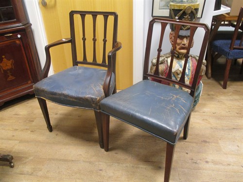 Lot 655 - A set of six George III mahogany dining chairs...