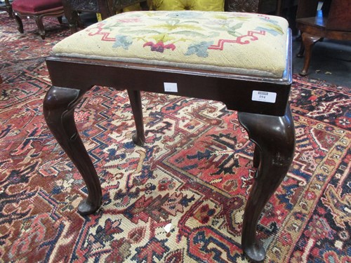 Lot 372 - A George I style mahogany stool, on cabriole legs