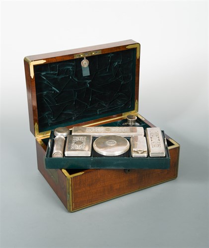 Lot 358 - A William IV plum mahogany and brass bound gentleman's dressing case