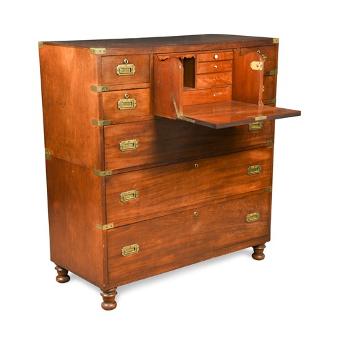 Lot 488 - A Victorian mahogany and brass campaign chest