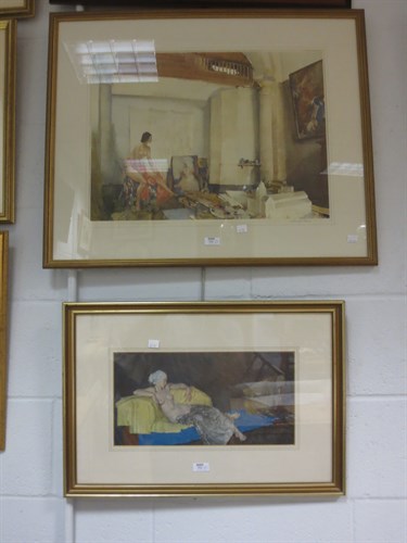 Lot 526 - Sir William Russell Flint, Model in the studio,...