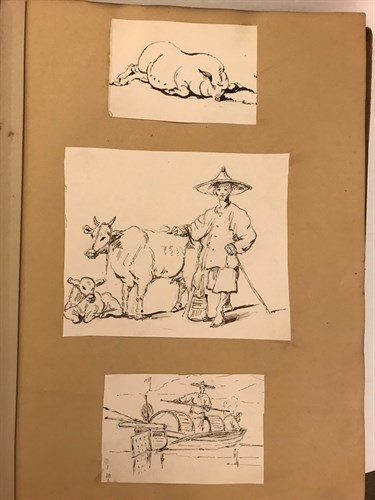 Lot 219 - A 19th century scrapbook containing various...