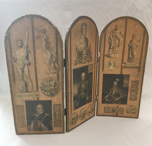 Lot 223 - A 19th century three panel folding table...