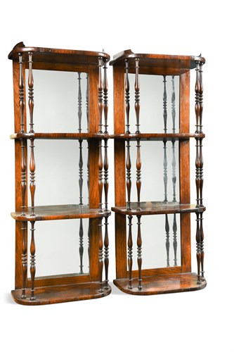 Lot 528 - A pair of 19th century rosewood wall shelves